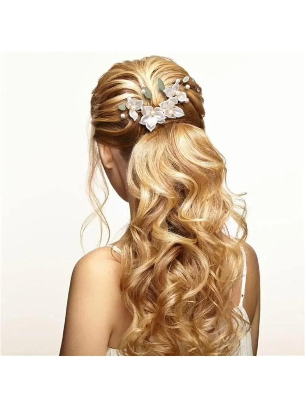 Flower pearl rhinestone hair pins set tassel bridal wedding hair accessories wom